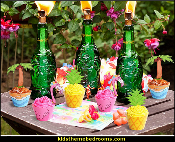 Cupcake Toppers Wrappers - Luau Tropical Hawaiian Pool Party Supplies Cake Decorations Tropical party decorations - tropical party ideas - ALOHA Hawaii Luau Party Decorations - Luau Hawaiian Grass Table Skirt raffia Decorations - Hula Hibiscus Tropical Birthday Summer Pool Party Supplies - tiki party pineapple party decorations - beach party - Birthday party photo backdrop - tropical themed cake decorations - beach tiki themed table decorations - party props - summer party Cupcake Toppers Wrappers - Luau Tropical Hawaiian Pool Party Supplies Cake Decorations
