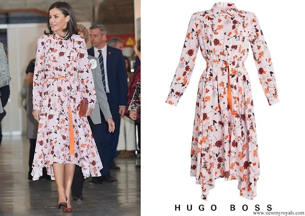 Queen Letizia wore Hugo Boss floral print shirtdress
