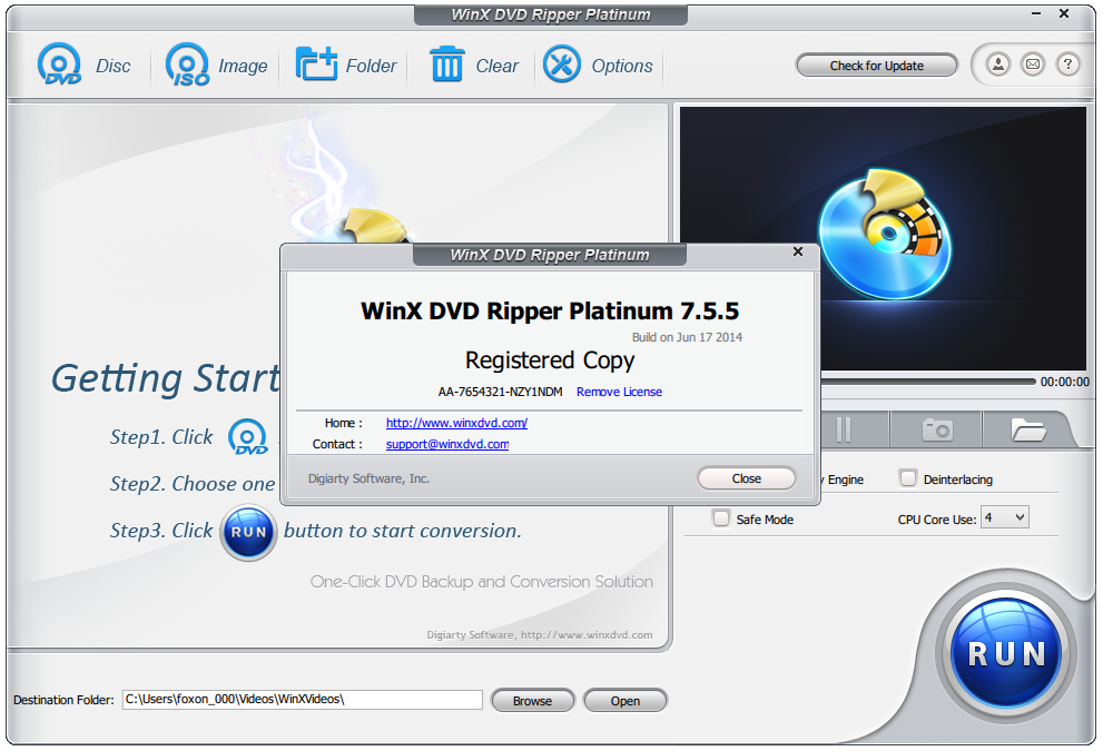 WinX Video Converter Platinum v5.9.4 serial key or number