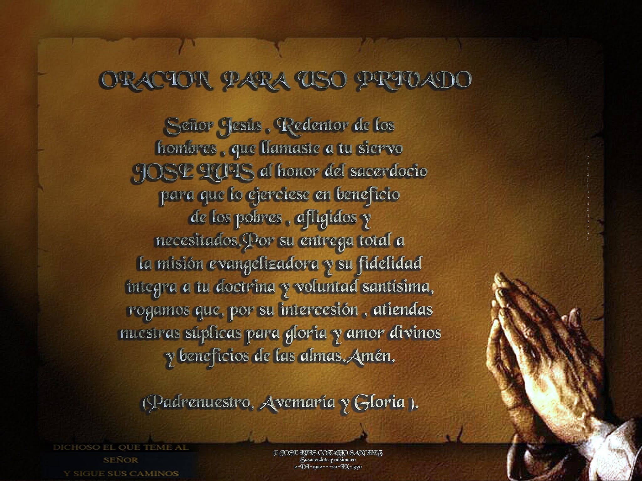 En memoria al ☧Padre Cotallo ,voto de pobreza: Cáceres Viernes 04 Mayo