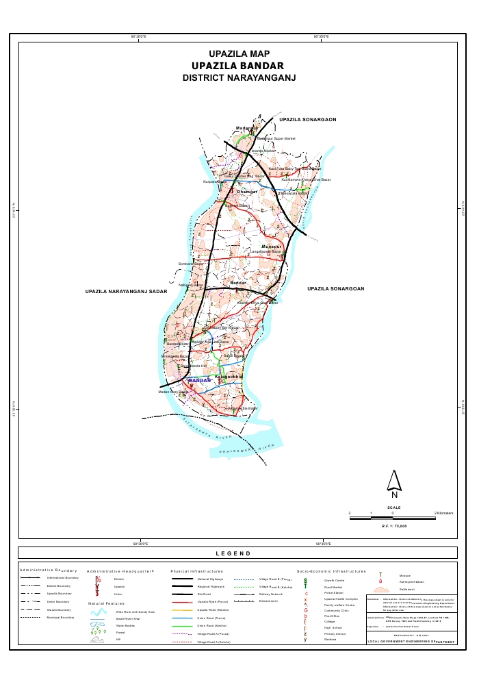 Bandar Upazila Map Narayanganj District Bangladesh