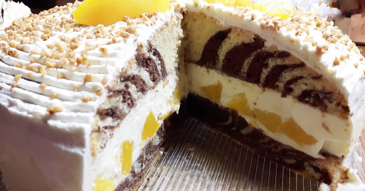 Zebratorte mit Pfirsichvanillecreme / Zebrakuchen