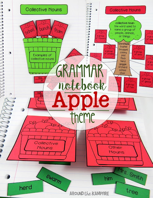 Apple activities-Collective Nouns interactive notebook for 2nd and 3rd grade.