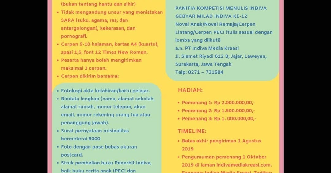 Lomba Menulis Cerpen Peci Penulis Cilik Indonesia 2019 Deadline 01 Agustus 2019 Info Lomba Menulis 2021 Terlengkap