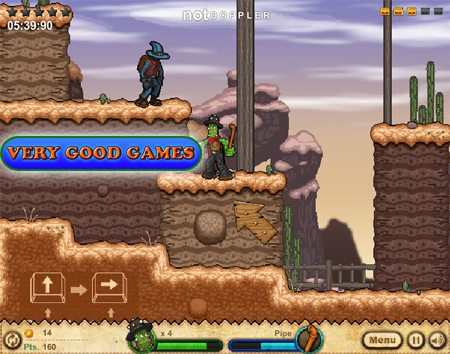 A screenshot from the adventure game Cactus McCoy - free platformer-shooter, play it on the gaming blog Very Good Games