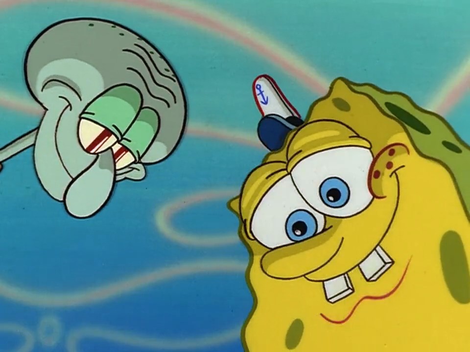 SpongeBob dan Squidward mengantarkan pizza
