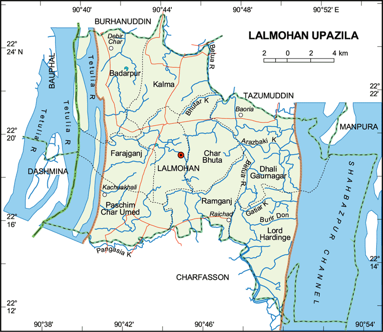 Lalmohan Upazila Map Bhola District Bangladesh