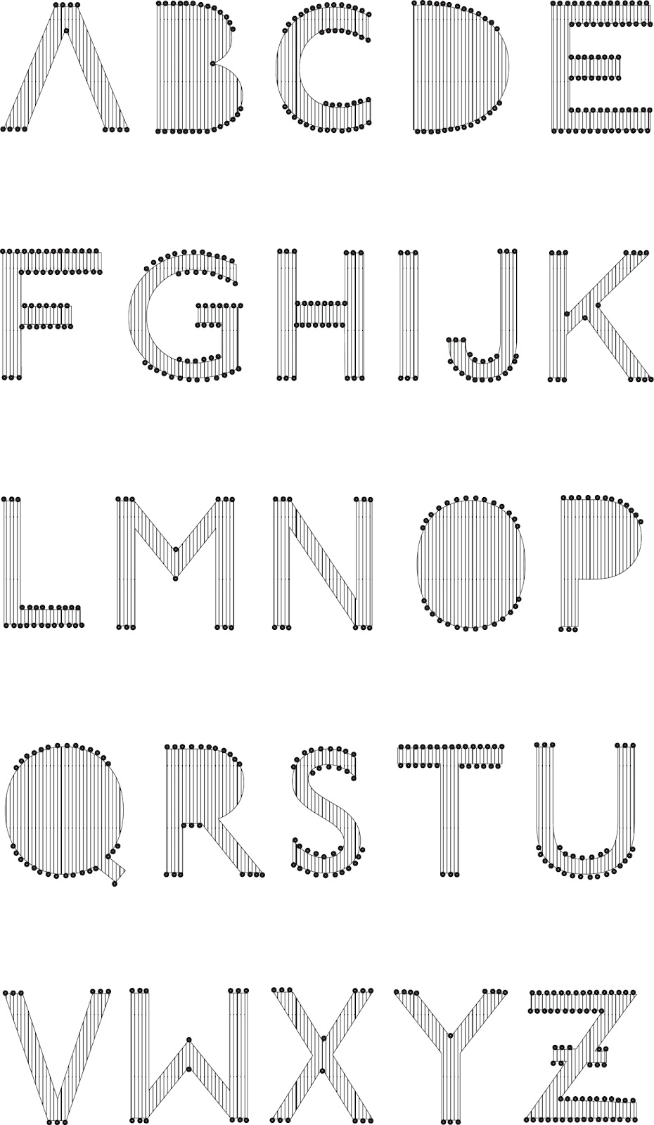 process and ways: la typographie filaire étape 2///2CVPM