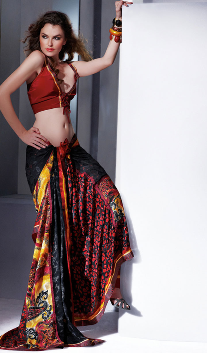 printed saree ka gown