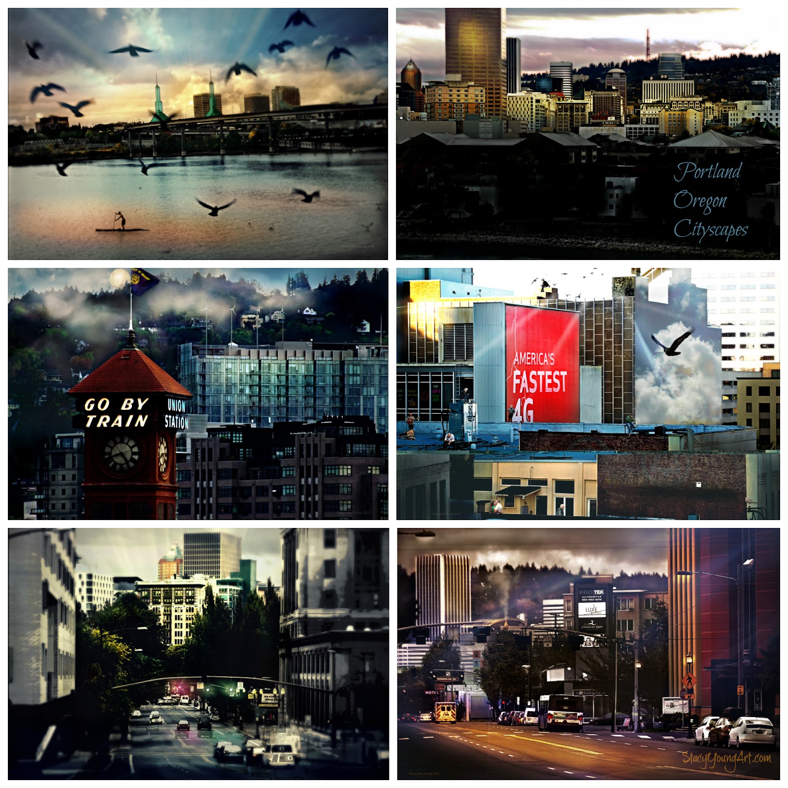 My Eclectic Thoughts Collage of 6 Portland Cityscapes