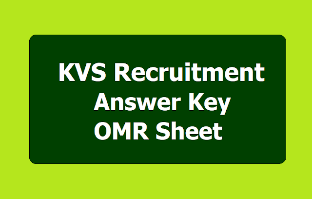KVS PGT, TGT, PRT Answer key, OMR Sheets 2019 download, Submit Challenge on Key KVS PGT, TGT, PRT Answer key, OMR Sheets