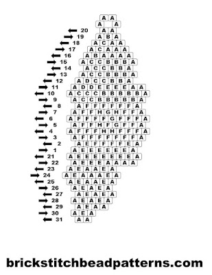 Click for a larger image of the Snow Man Smiling brick stitch bead pattern word chart.