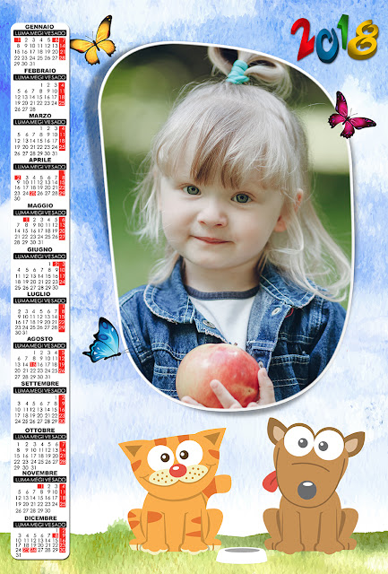 Calendario 2018, cane gatto Calendario 2018, cane gatto