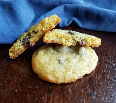 Chocolate chip cookies get an upgrade with the addition of dark chocolate and a healthy pinch of salt. close up of inside of chocolate chip cookie
