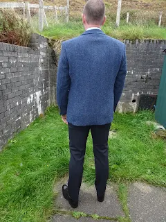 back view of harris tweed suit slater glasgow 