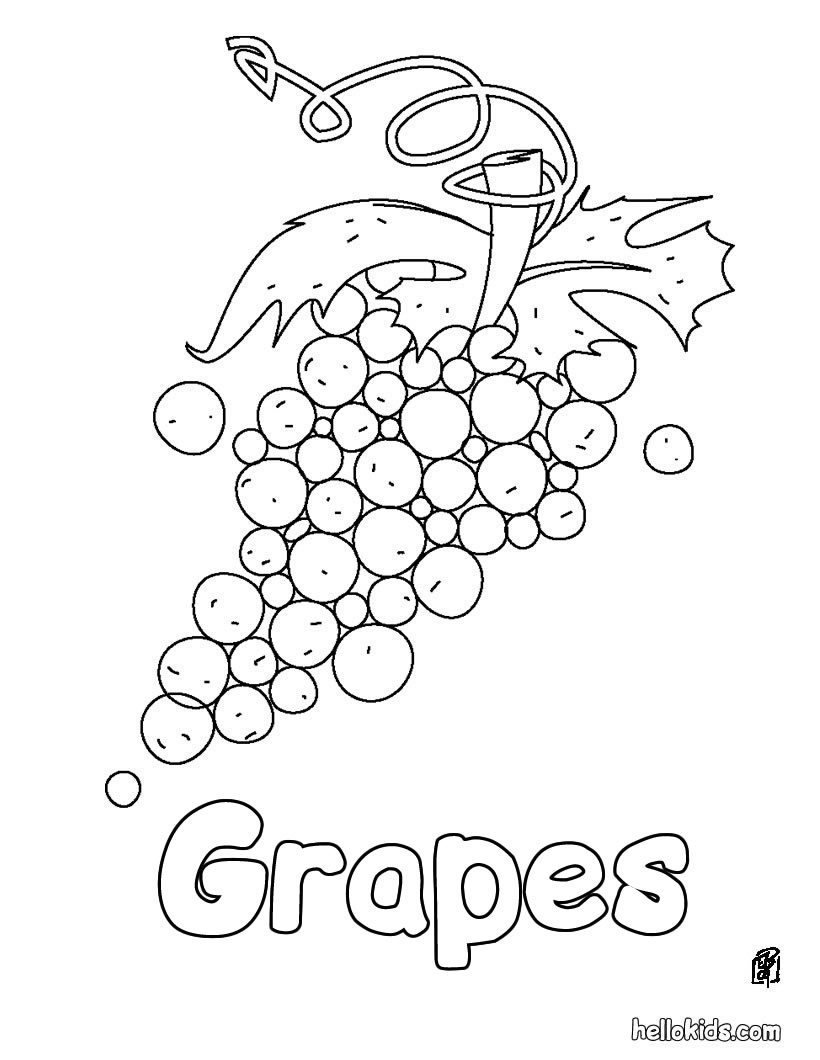 Download Coloring Pages for Kids: Grapes Coloring Pages for Kids