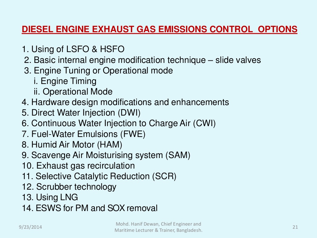 Marine education MARINE DIESEL ENGINE EXHAUST GAS EMISSIONS CONTROL