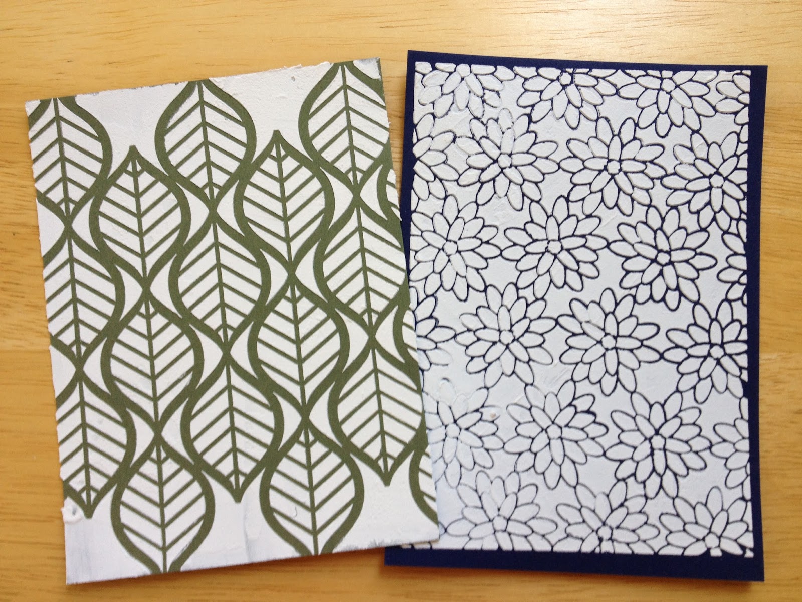 Handmade greeting cards using DIY Texture Paste and Stampin Up stamps