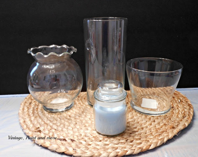 Vintage, Paint and more... Dollar Tree glassware to be used to make DIY hobnail glass