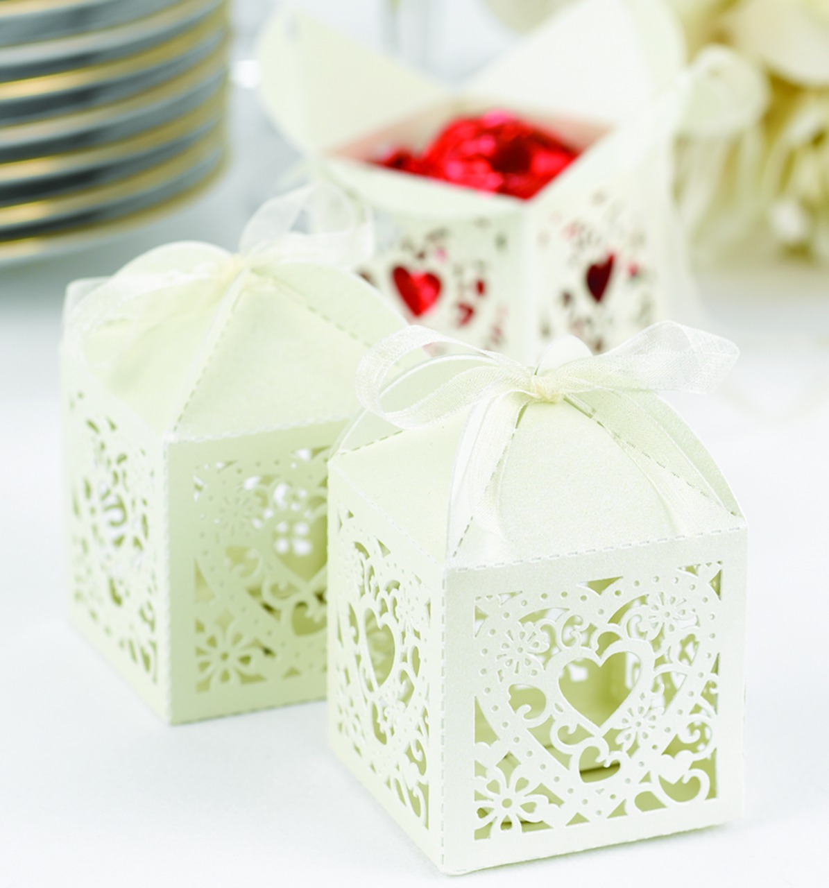 Custom Gift Card Packaging Bo Ivory Square Decorative Favor Bo