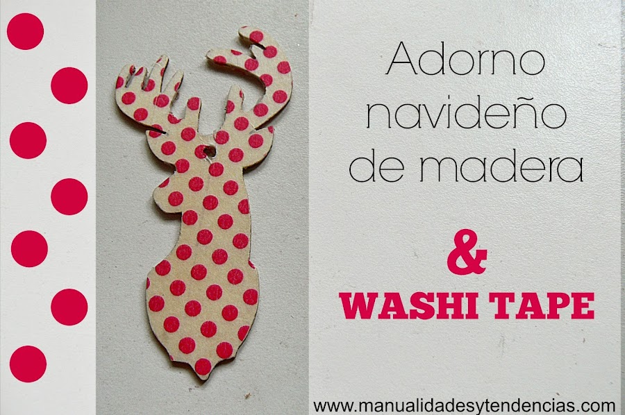 Adornos de madera decorados con washi tape