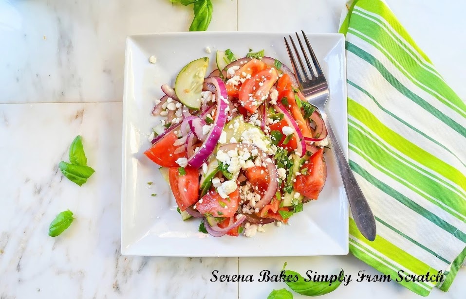 Tomato Cucumber Herb Salad With Balsamic Vinaigrette Serena Bakes