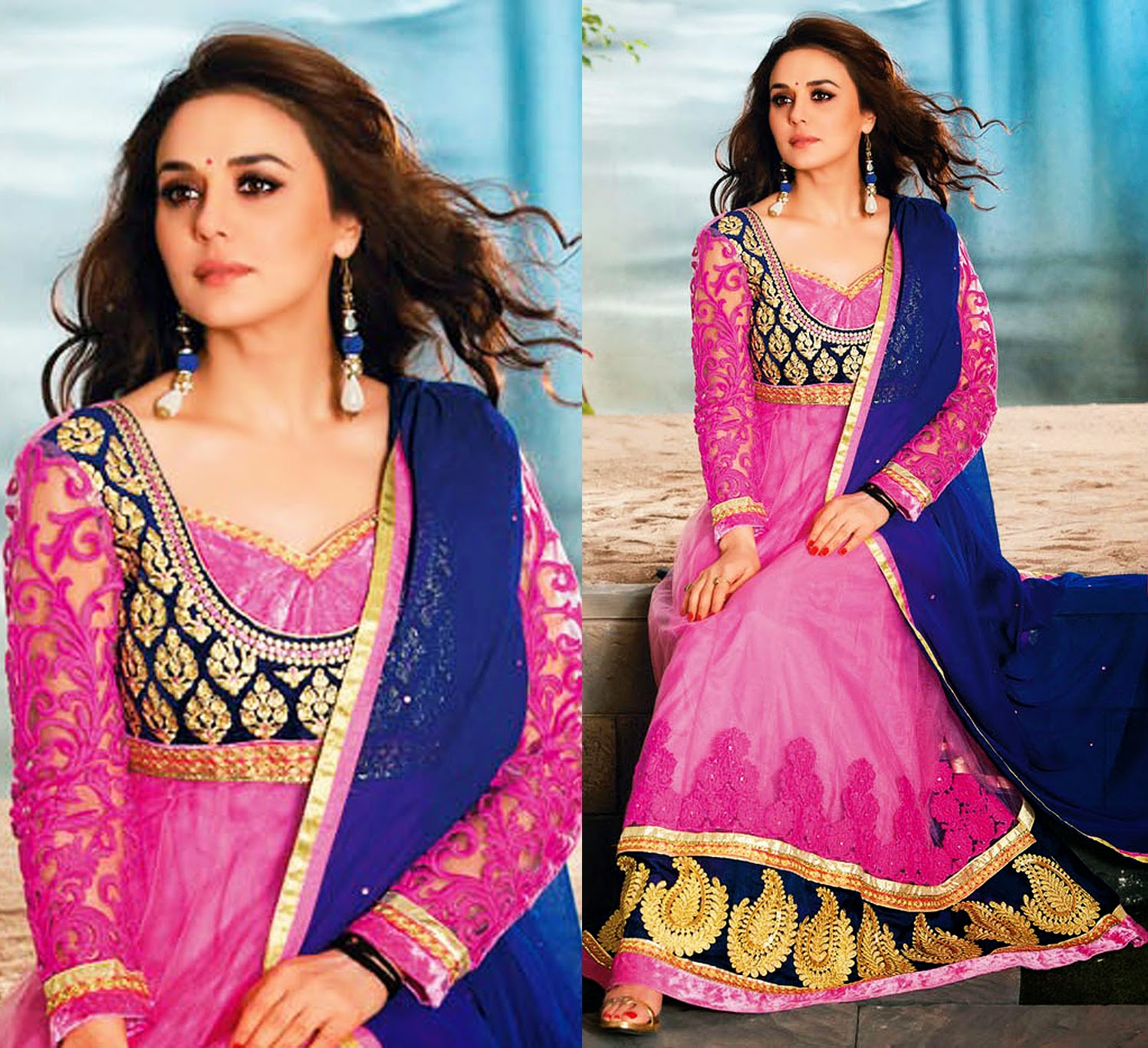 Preity Zinta in Magnificent Pure Anarkalis 2014 FashionForLife1