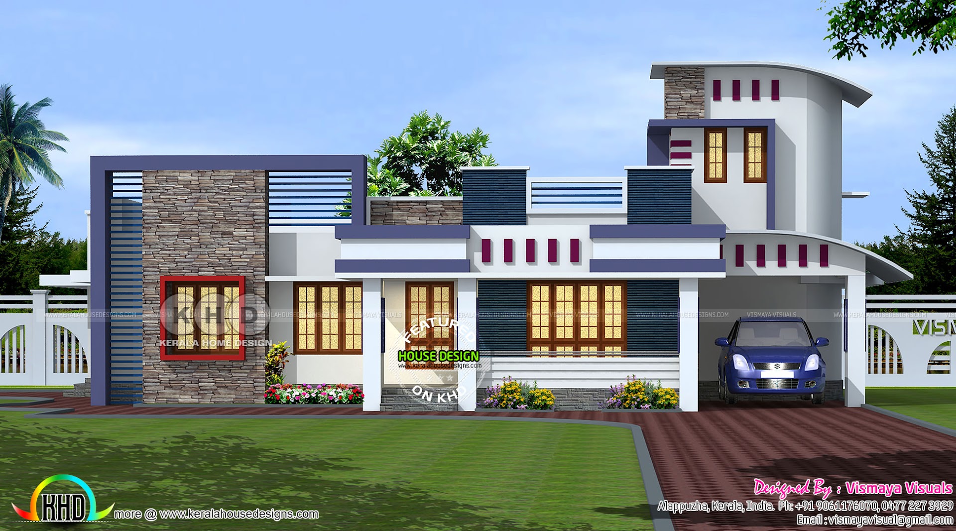 1890 Sq Ft Single Floor Modern House Plan Kerala Home Design