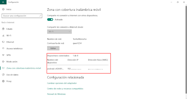 compartir internet a otros dispositivos