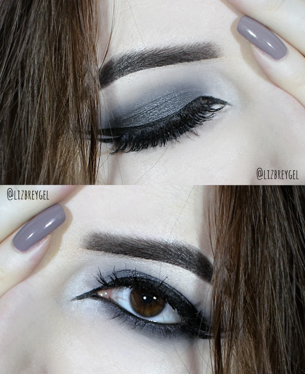 black smoky eye makeup look with double eyeliner close up pictures