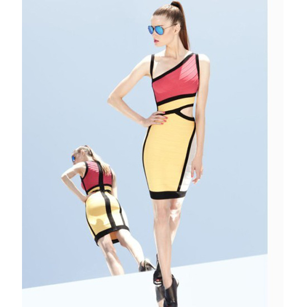 new website for your fashion: Herve Leger Cutout Colorblock Bandage Dress
