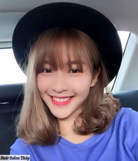 Tóc ngang vai mái bằng kieu toc ngang vai