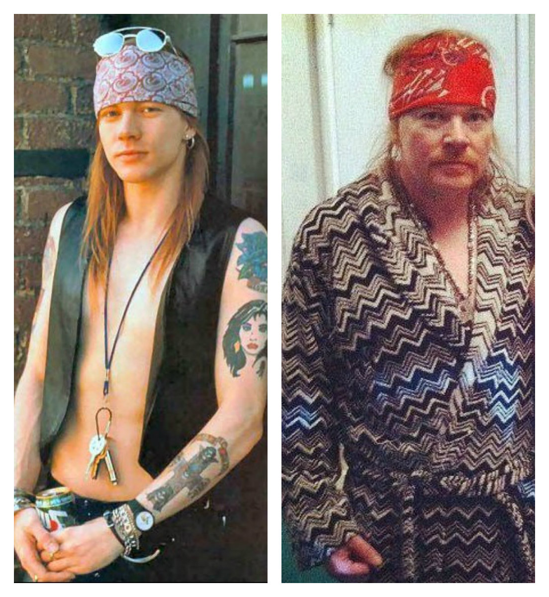 Axl Rose. sağdaki ise yeni versiyonu. 