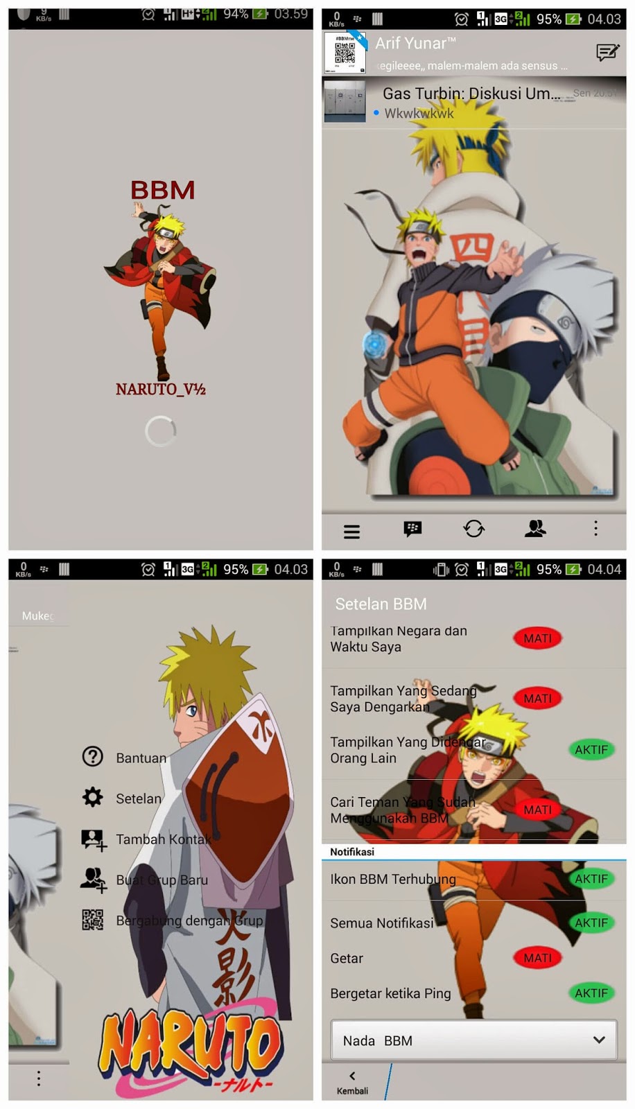 BBM Mod Naruto Shippuden V2.7.0.23 Apk Terbaru Hallo