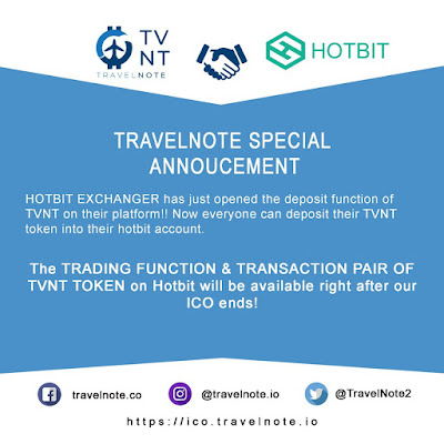 ICO Travelnote Listing di Market Hotbit ICO Travelnote Listing di Market Hotbit