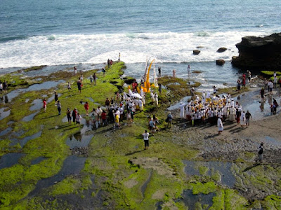 Religious Ceremony at Pura Tanah Lot Bali Indonesia