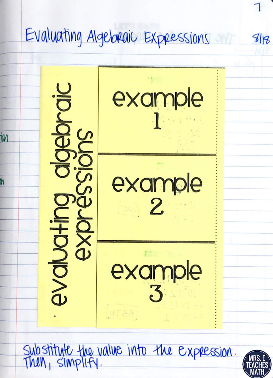 Order of Operations and Algebraic Expressions INB Pages | Mrs. E