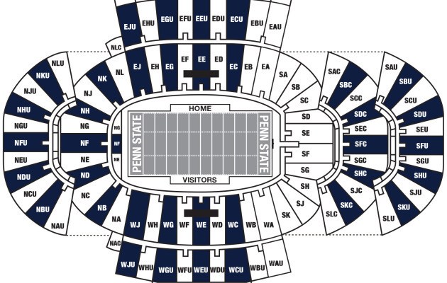 Beaver Stadium Seating Chart With Row And Seat Numbers