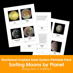 Montessori-inspired Solar System Printable Pack: Sorting Moons by Planet
