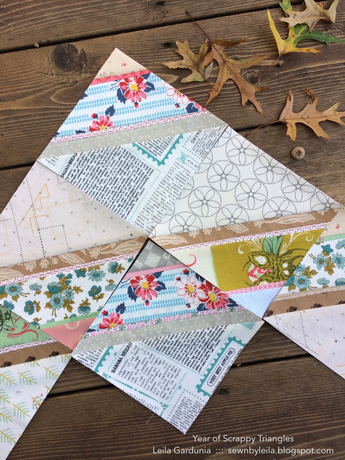 Sewn by Leila Gardunia Block 50 Year of Scrappy Triangles