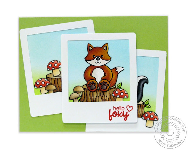 Sunny Studio Stamps: Woodsy Creatures Hello Foxy Fox Card by Mendi Yoshikawa