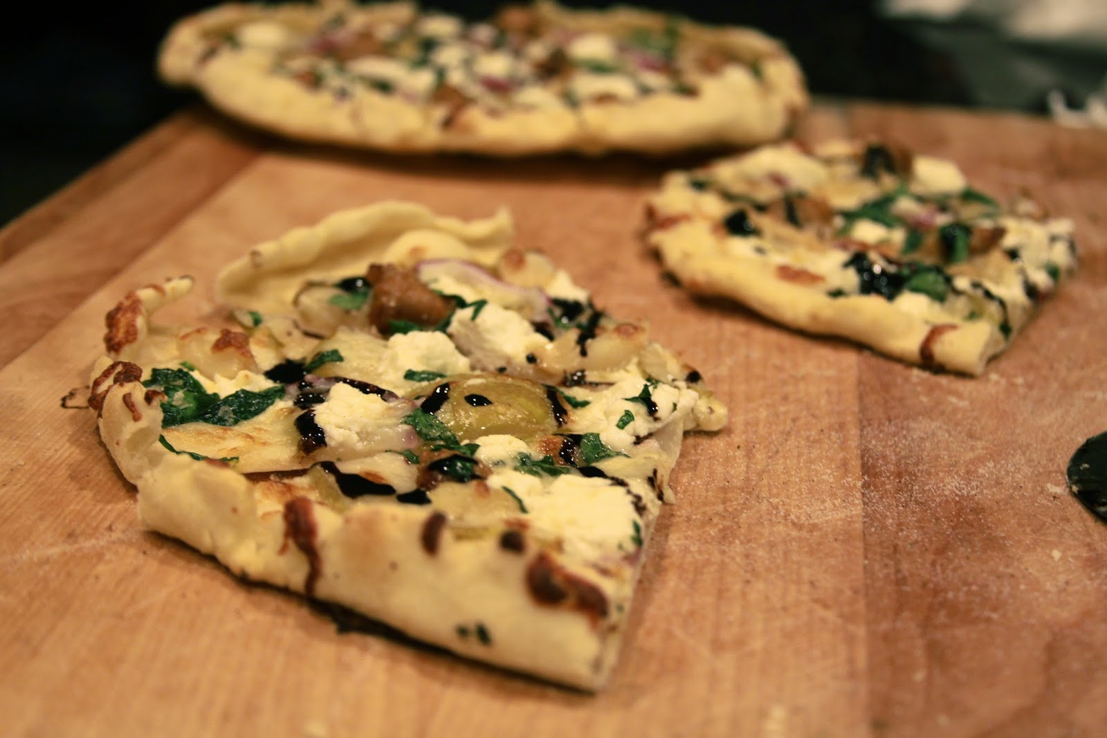 That harpist can cook! Pear Sausage & Goat Cheese Pizza