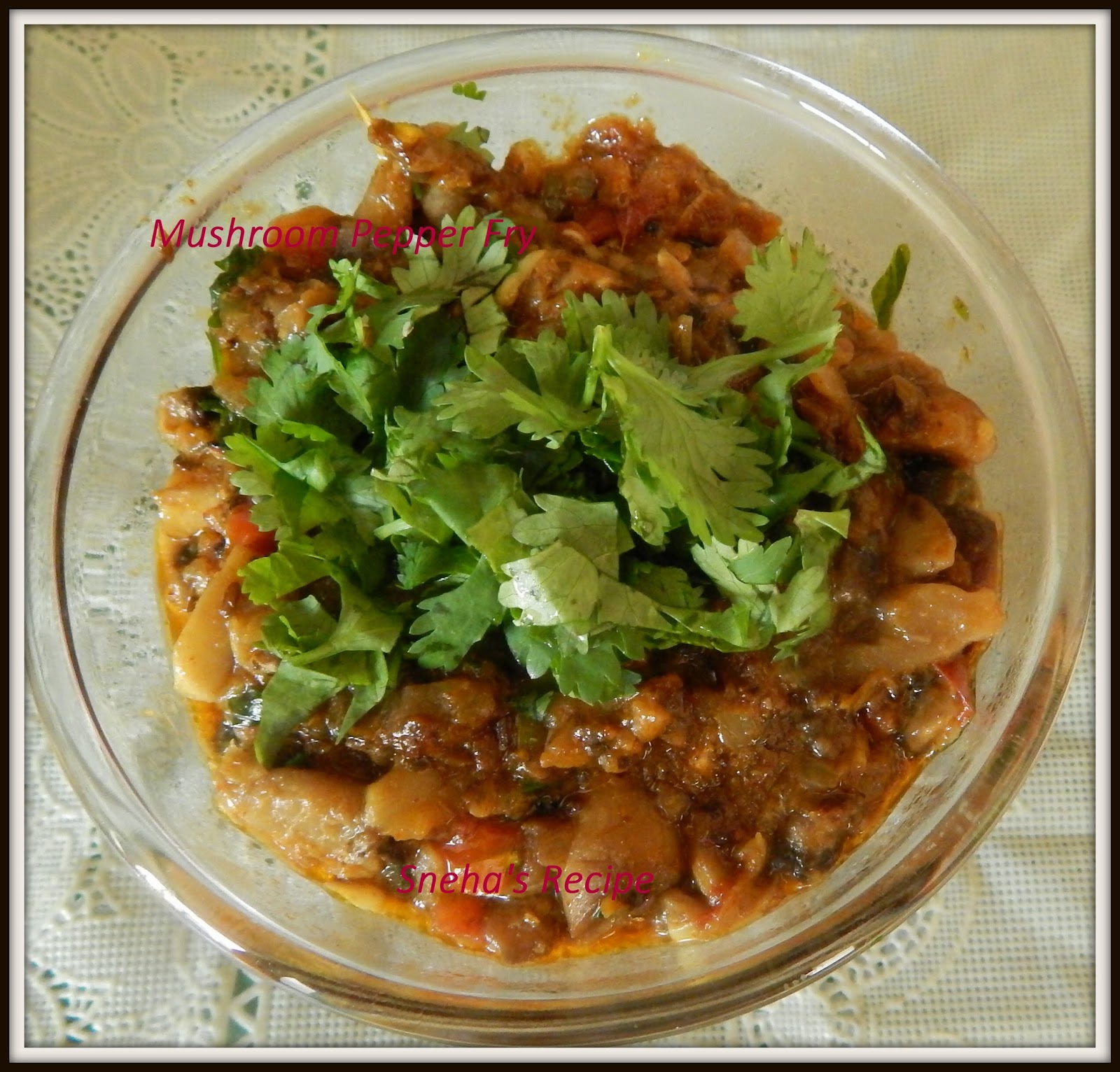 Mushroom Pepper Fry Side Dish Sneha's Recipe