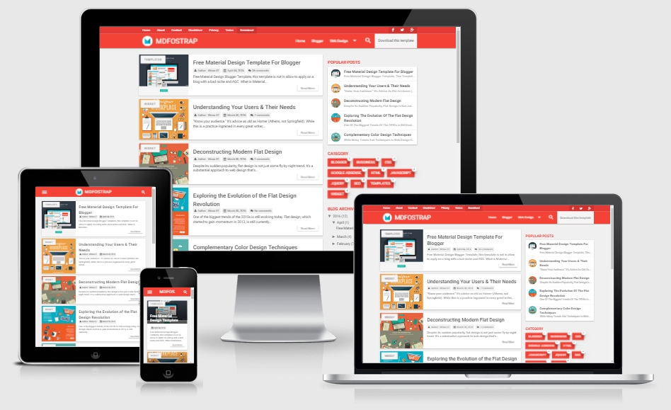 MDFostrap Responsive Free Material Design Blogger Template