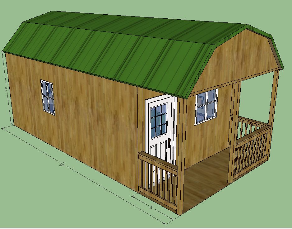 Sweatsville 12' x 24' Lofted Barn Cabin in SketchUp