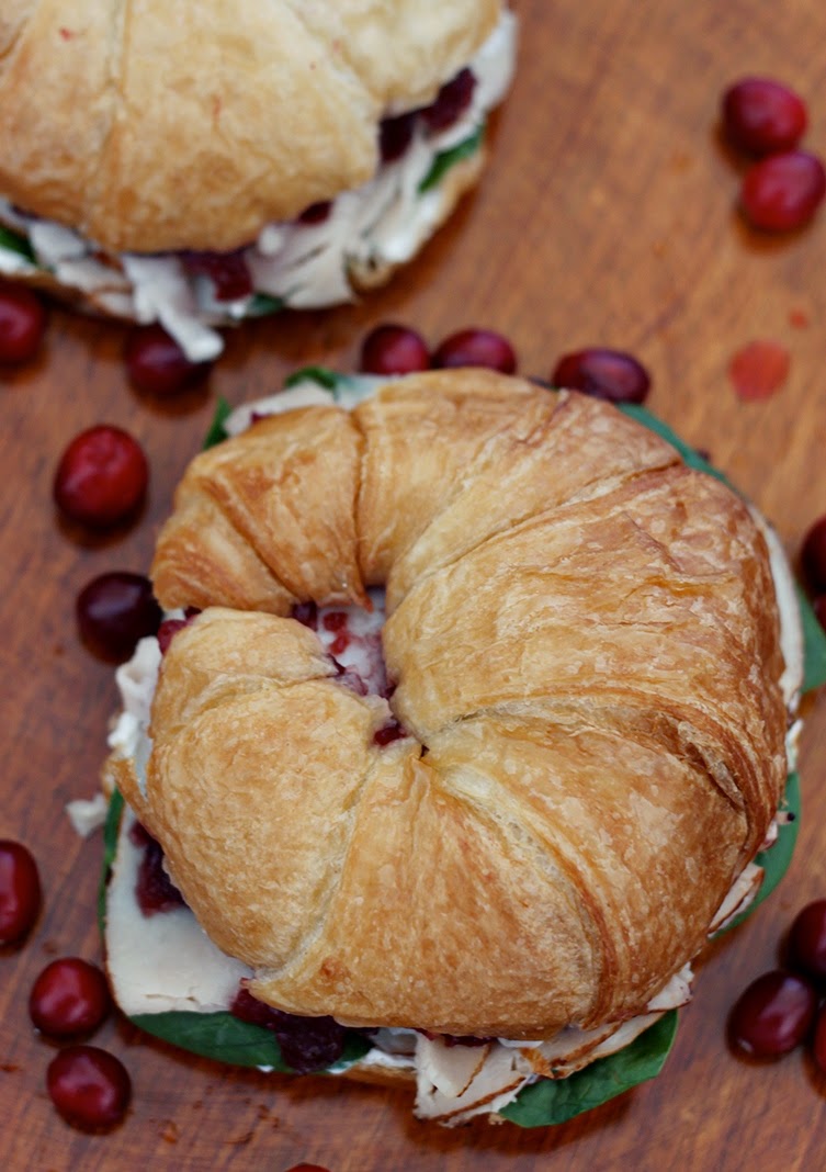 sweet P recipes Turkey & Cranberry Spread Croissants with Grilled Peaches