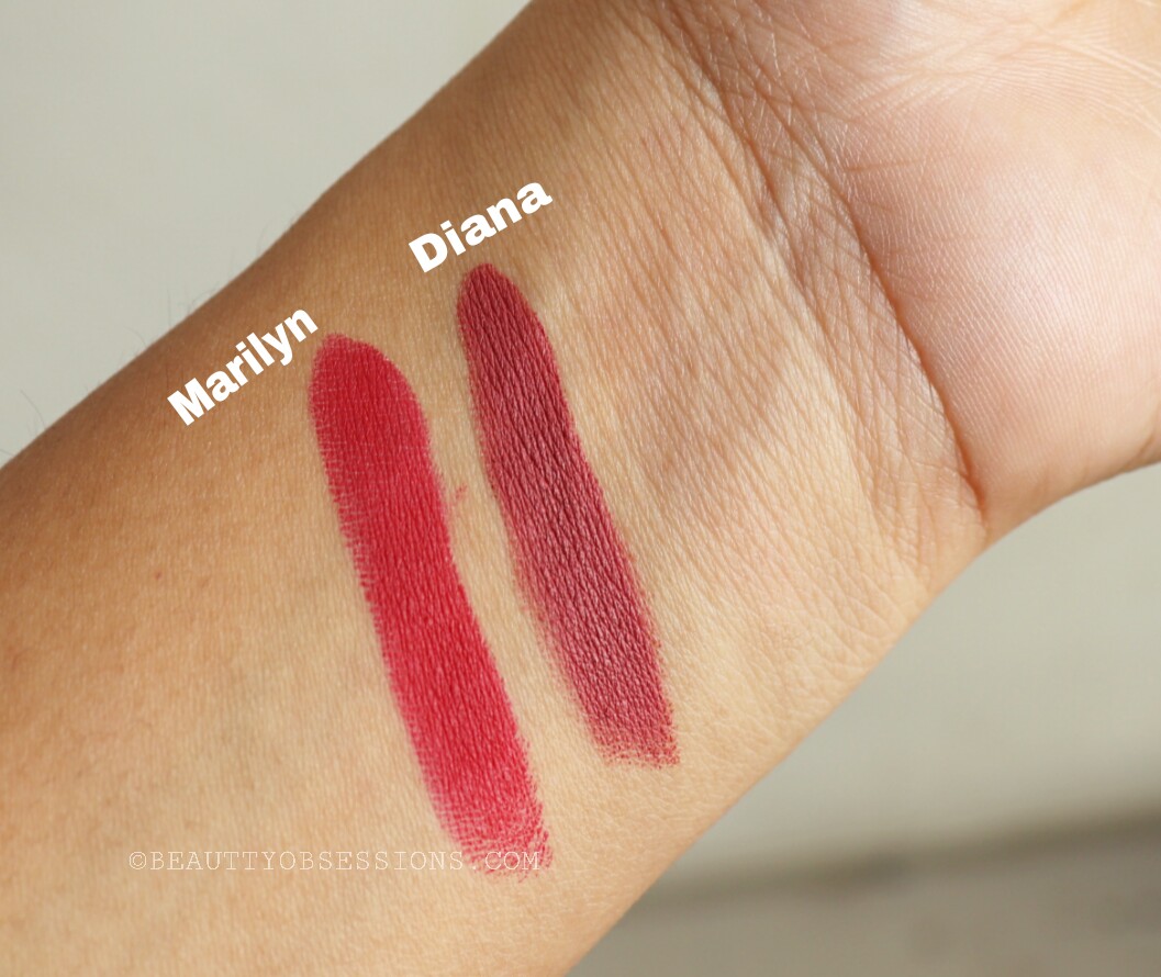 Nykaa Ultra Matte Lipsticks Diana and Marilyn Review and Swatches