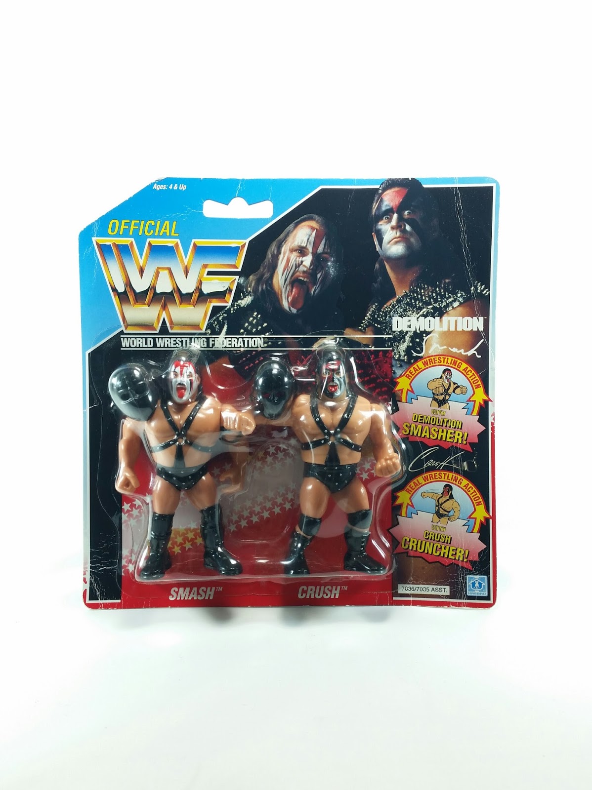 Figurine Hasbro WWF Demolition Crush 1991, Avec Masque, Catch Vintage