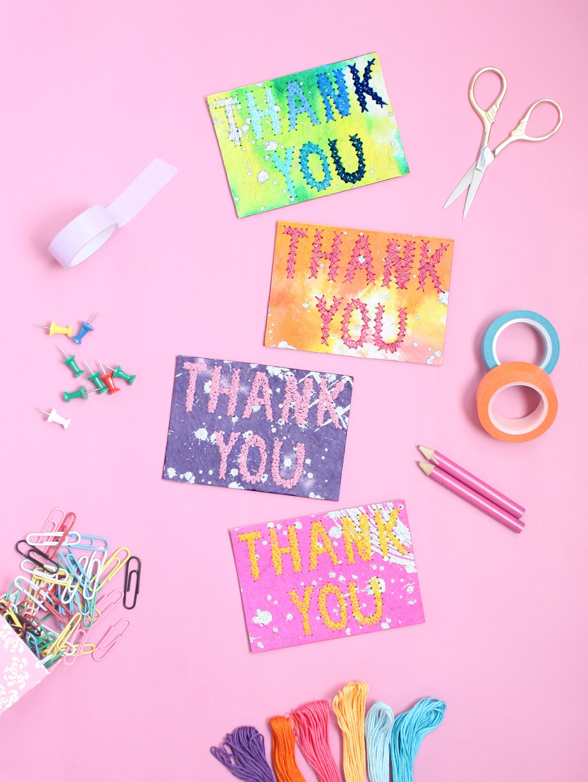 string art thank you notecard