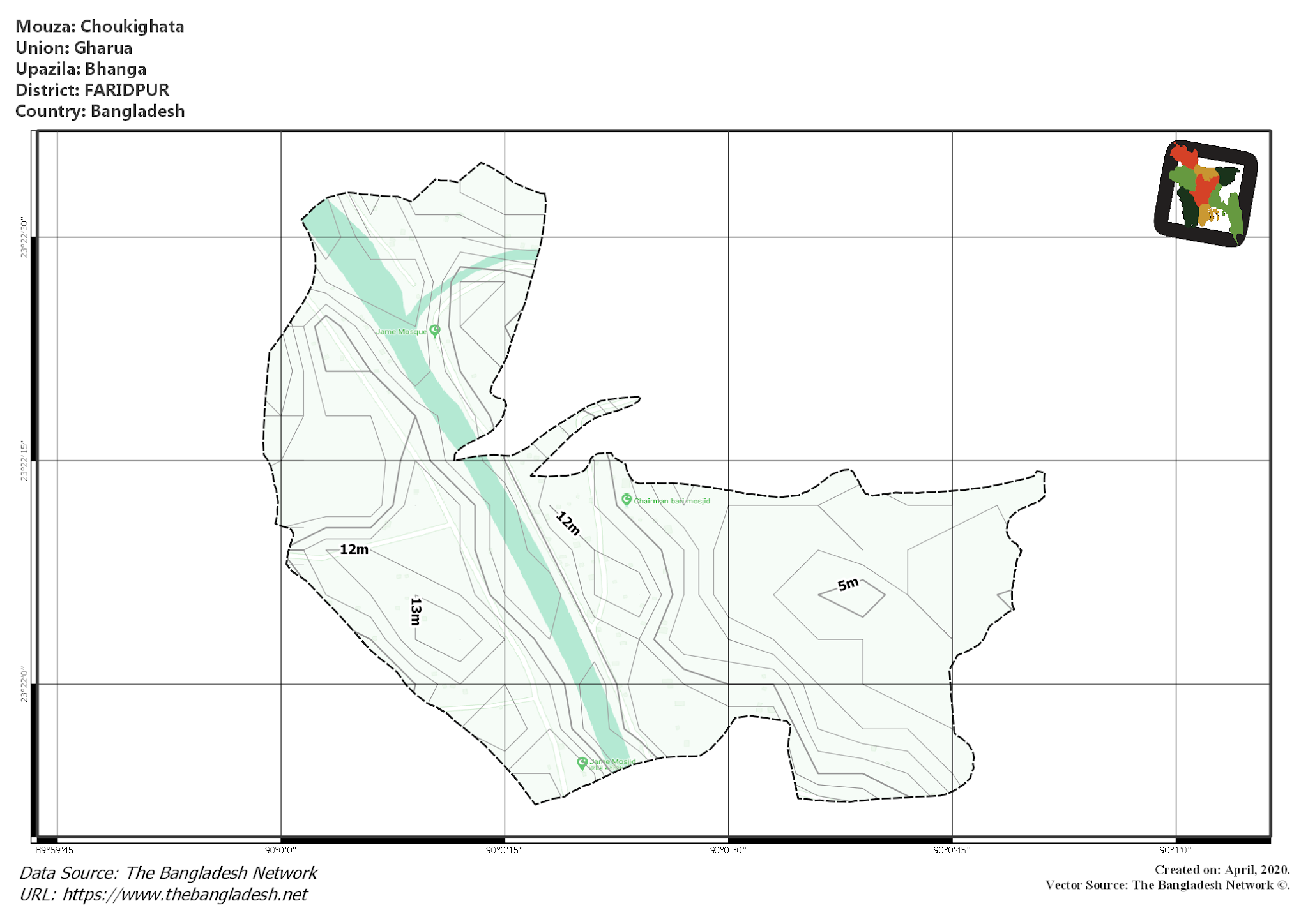 Map of Choukighata Mouza of Bhanga Upazila, FARIDPUR, Bangladesh.